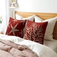 thumbnail image 3 of Summer Red Starfish Pillow Covers 20x20 Inch Set of 2 Beach Sea Coral Throw Pillowcase Cotton Linen Square Decorative Nautical Coastal Themed Cushion Cover for Sofa Bedroom Indoor Outdoor Party, 3 of 6