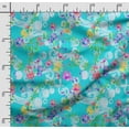 thumbnail image 2 of Soimoi Watercolor Floral Print, Poly Taffeta Fabric, Decor Sewing Fabric By The Yard 56 Inch Wide, Decorative Fabric For Outdoor Upholstery, Umbrellas And Home Accents, Blue, 2 of 5