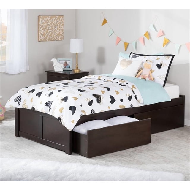 AFI Concord Lit Plateforme en Bois Massif Simple TG avec Rangement, Couleur Espresso