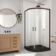 thumbnail image 5 of Prime 36 Inch x 74-3/4 Inch Semi Frameless Clear Glass Sliding Shower Enclosure in Matte Black with Black Base Kit, 5 of 15