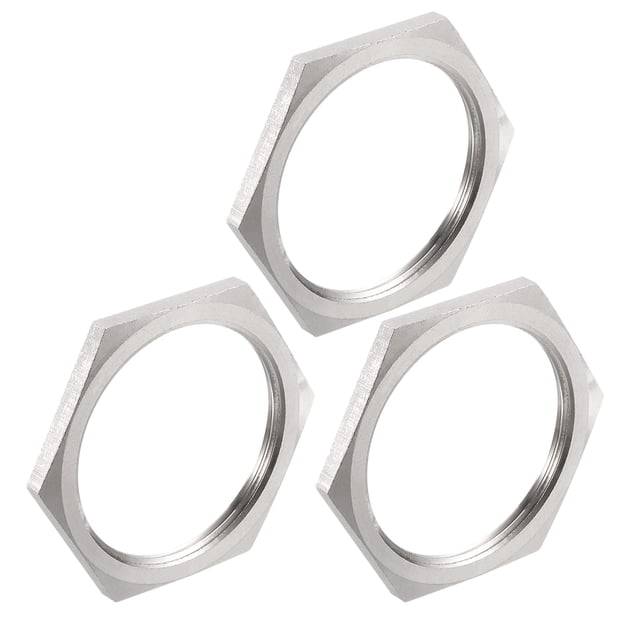 3Pcs Cast Pipe Fitting Hex Locknut, 304 Stainless Steel Hex Lock Nut NTP2" Female Thread for Plumbing Fixed