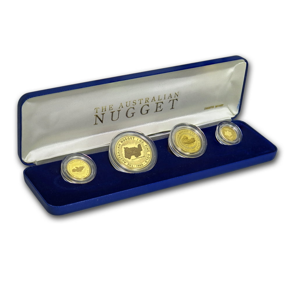 Perth Mint 1986 Australia 4Coin Gold Nugget Proof Set