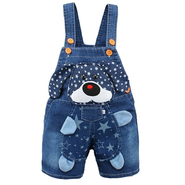 Overoles de Verano Suave con Diseño de Perro Estrella 3D de Algodón Vaquero Para bebé, KIDSCOOL SPACE, 12-18 meses
