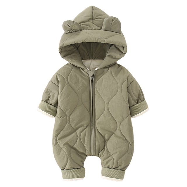 Ropa de una pieza de otoño e invierno para bebés; ropa de gateo para niños y niñas (verde claro)
