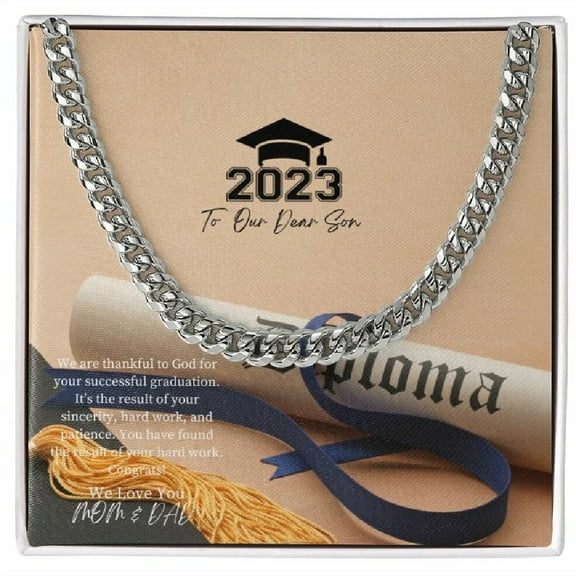 Son Graduation Cuban Link Chain Sentimental Graduation Gift for Son Graduation Gift for Son High School Graduation Gift for Son