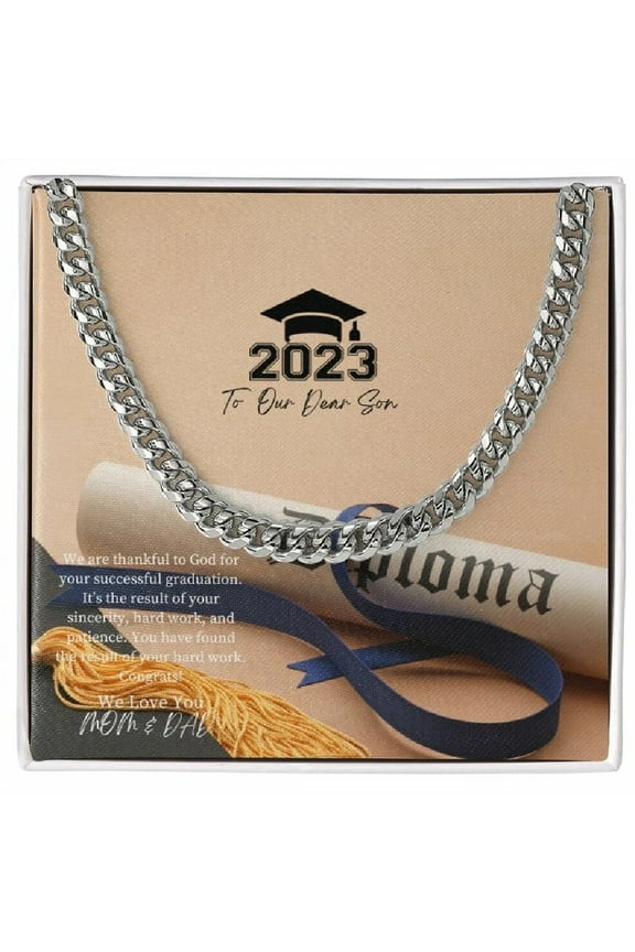 Son Graduation Cuban Link Chain Sentimental Graduation Gift for Son Graduation Gift for Son High School Graduation Gift for Son