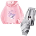 thumbnail image 2 of Conjunto de sudadera con capucha Kuromi para niños, linda sudadera con estampado de dibujos animados de anime, ropa gruesa y cálida de manga larga para niñas de Hello Kitty, 2 of 5
