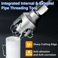 thumbnail image 2 of 2PCS Integrated Internal & External Pipe Threading Tool, Dual-Function PVC Pipe Thread Cutting Tool with 1/2'' & 3/4'' Dies, Electric Drill Compatible Pipe Threader Kit for Home Repairs, 2 of 6