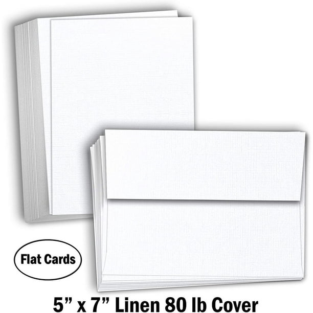 Hamilco Blank Cards and Envelopes 5" x 7" Linen White Cardstock Paper