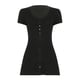 thumbnail image 5 of Vestido de manga corta con cuello en V y botones, de punto elástico y color liso - Punto elástico, falda femenina, elegancia del cuello en V, 5 of 5