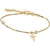 18kt Gold-Plated Sterling Silver Kids' Bracelet with Cross Charm, 6 Box Chain