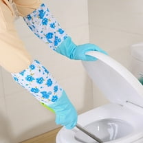 1 Pair of Sleeves,A Pair of Waterproof Sleeves Blue A,Rubber Cleaning Household Flock Gloves Latex Cuff Water Proof Medium Dishwashing Gloves Long Kitchen，Dining & Bar