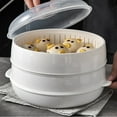 thumbnail image 4 of Microwave Steamer,Multifunctional Microwave Vegetable Steamer with a Transparent Lid,Cookware Micro Wave Dish,Kitchen Cooking Steamers for Cooking Dumplings,Vegetable(2 Layer), 4 of 8