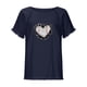 thumbnail image 4 of Blusa de manga corta con estampado regular de flecos y cuello redondo de algodón y cáñamo para mujer OAVQHLG3B Store  lin121212, 4 of 5