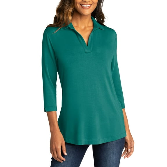 JustBlanks Ladies Knit Tunic with Collar Soft Stretch Fabric Flattering Fit