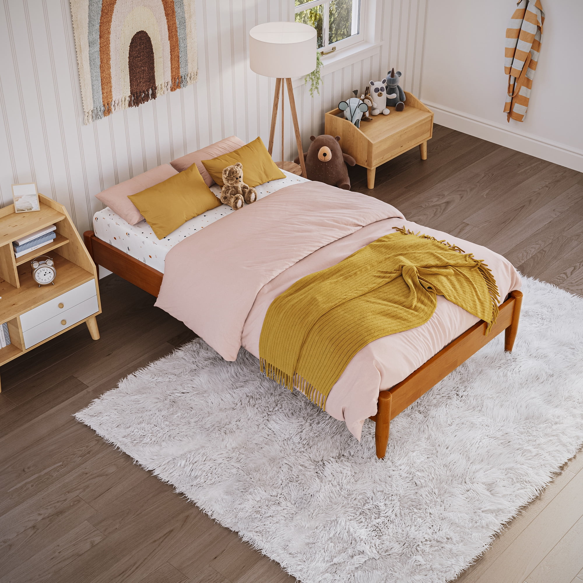AFI Pasadena 12" Light Toffee Solid Wood Low Profile Platform Bed, Twin