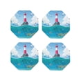 thumbnail image 2 of Balery 4 Pcs Lighthouse Sea Portleather Coasters Set, Drink Table Cup Coasters For Living Room Kitchen Coffee Decor, 2 of 9
