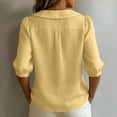 thumbnail image 5 of 3/4 Length Sleeve Womens Tops Button Down V Neck Summer Shirts Casual Slim Fit Peter Pan Collar Shirt, 5 of 6