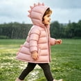 thumbnail image 5 of Chiccall Toddler Kids Cute Dinosaur Quilted Winter Coat Boys Girls Hooded Zip Padded Jacket Outerwear for Boys Girls Pink 5-6 Years, 5 of 10