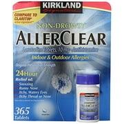 Kirkland Signature Non Drowsy Allerclear Loratadine Tablets, Antihistamine, 10mg, 365-Count