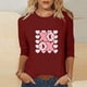thumbnail image 4 of RKSTN Valentine's Gifts Women's 3/4 Sleeve T Shirts Top Oversized Crewneck Valentines Graphic Print Short Sleeve Shirt Womens Casual Solid Round Neck Loose Three Quarter Sleeve Shirt Spring Clothes, 4 of 7