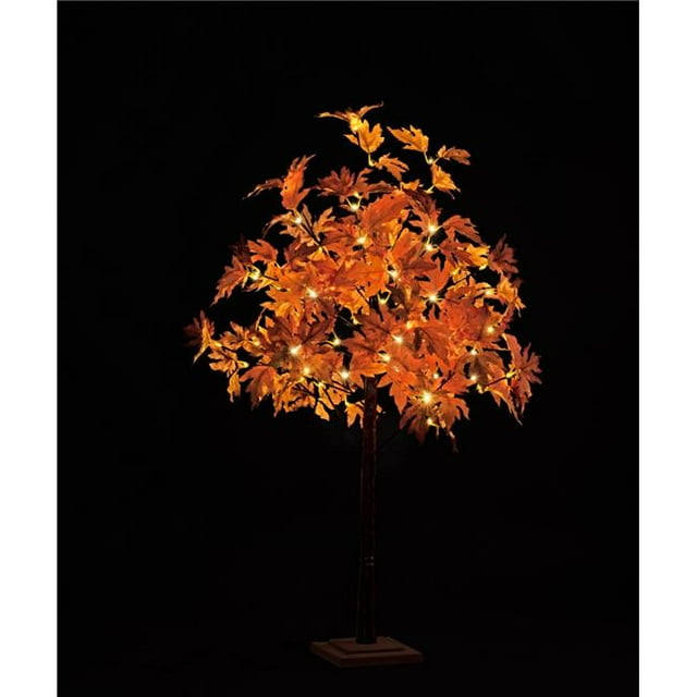 Queens of Christmas LED-LLMPL-04-RE 4 ft. LED Maple Christmas Trees, Warm White & Red