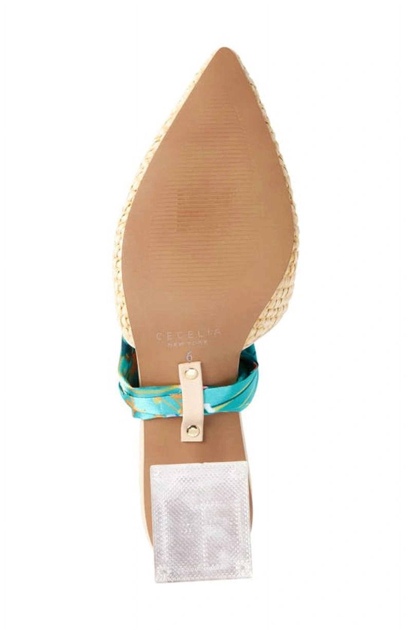 Cecelia New York Copper Woven Raffia Slip-On Mules - Pointed Toe With Clear Block Heel & Satin Bow - View #9