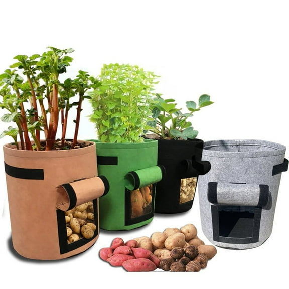 Nonwoven Vegetable Planting Grow Bag, Reusable Potato Planter with Harvest Window, 4 Gallon Garden Bag for Balcony & Outdoor Use, Multiple Colors