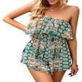 thumbnail image 2 of Combinaison d'Été Boho Sans Manches Taille Haute Enveloppante Rétro Imprimée Décontractée Courte pour la Plage, 2 of 6
