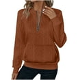 thumbnail image 1 of Mceream Chandails Matelassés pour Femmes à Fermeture Éclair Col Rond Manches Longues Texturés Unis avec Poches Décontractés Amples Mode Automne Hiver Tuniques Grandes Tailles Orange TTG, 1 of 7