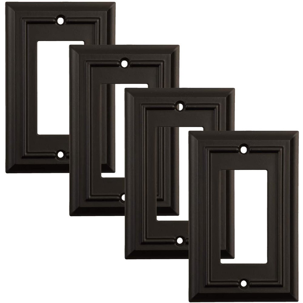 Sleeklighting 4 Pack Classic Black Architecture Outlet Covers 1 Gang