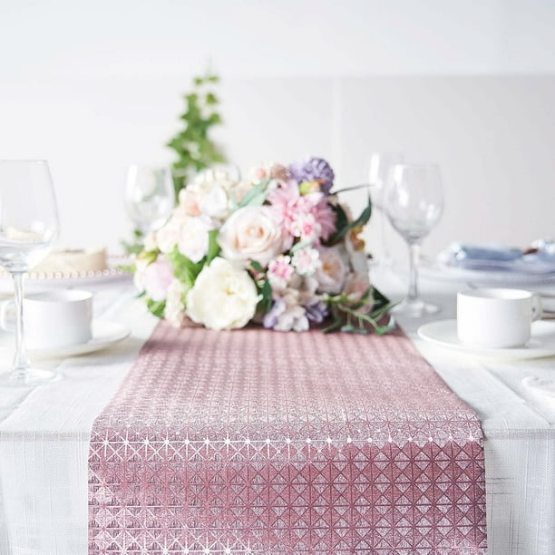Efavormart 9Ft Glitter Paper Table Runner Roll, Disposable Table Runner with Geometric Diamond ...