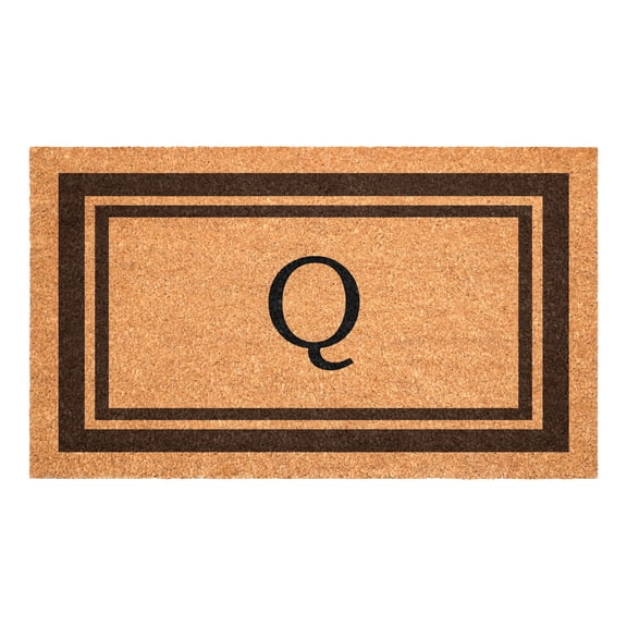 Brown Border Monogram Doormat (Letter Q)