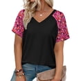 thumbnail image 2 of WellSize Plus Size T Shirts for Women Color Block Short Sleeve Tunic Tops Casual V Neck Summer Blouses, 2 of 7