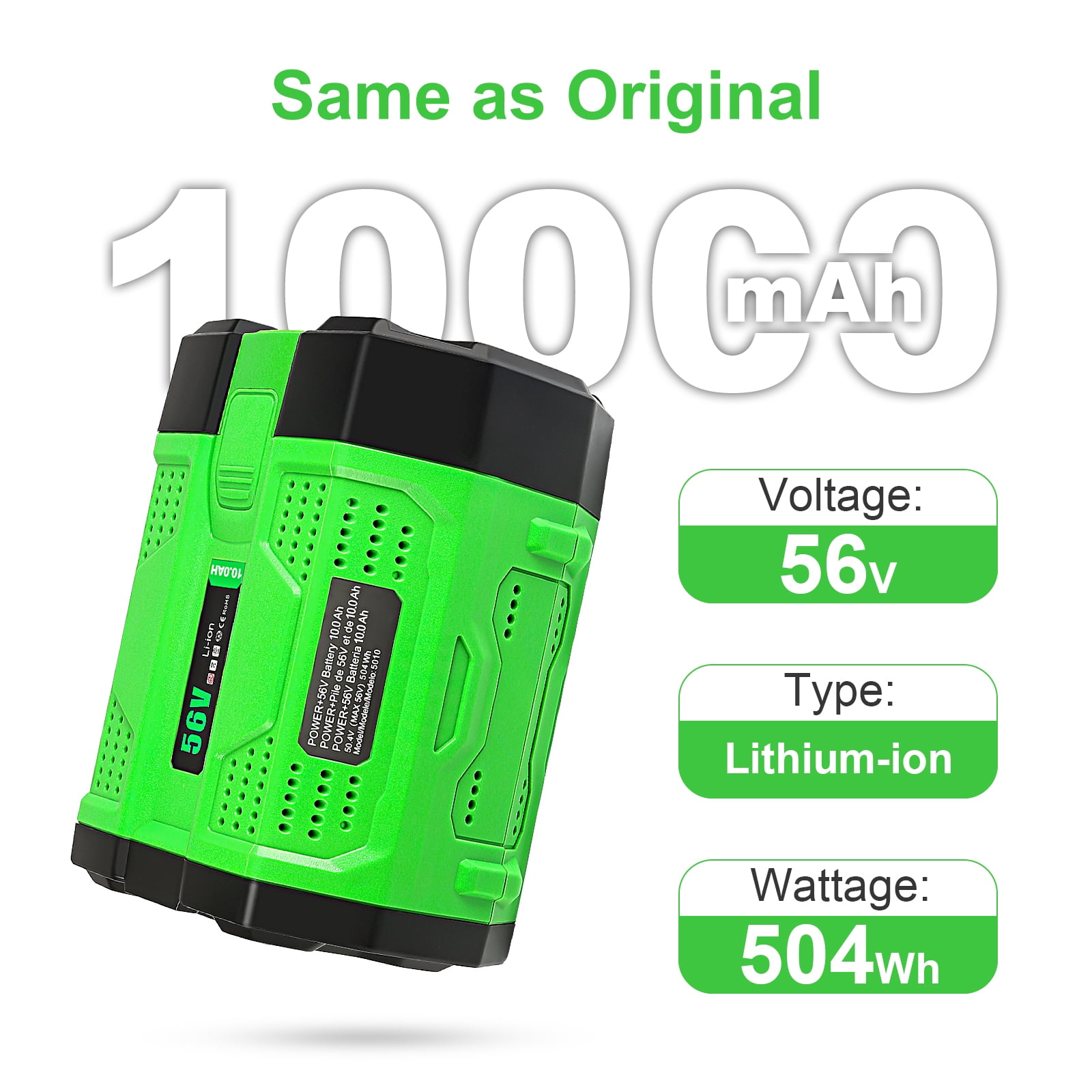 56V 10.0Ah Lithium Ion Battery Replacement for EGO 56V Batteries, Compatible with all EGO Power+ Power BA1400T BA4200 ST1502LB CS1604 LB4800 LB5804 HT2400 Tools