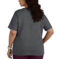 thumbnail image 4 of Moxiu Womens Plus Size Scrub Tops Stretchy Short Sleeve V Neck Shirts Pockets Loose Fit Medical Work Blouses Nurse Tunic Tees Top Dark Gray,L, 4 of 7