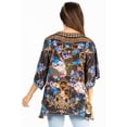 thumbnail image 2 of Sakkas Marina Women's Casual Short Sleeve Blouse Top Tunic Loose Floral Round Neck - 555-Black - S/M, 2 of 5