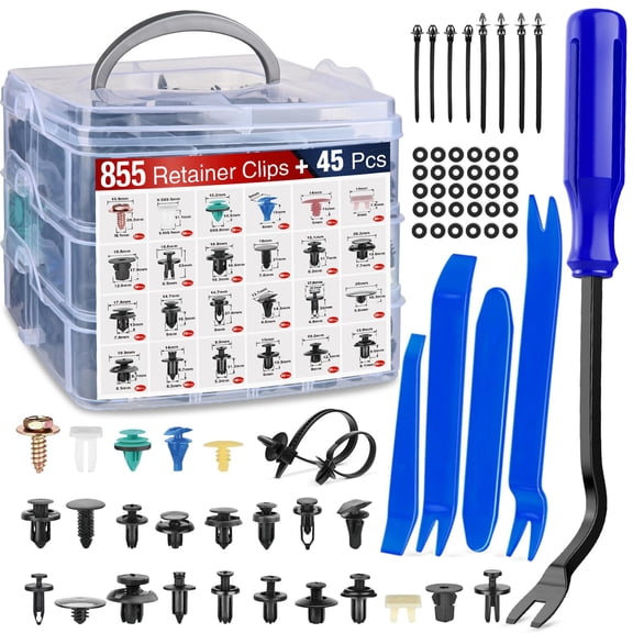 Nilight 900Pcs Car Push Retainer Clips Auto Fasteners Kit Included 24 Sizes Nylon Bumper Fender Rivets Door Trim Panel Clips with 5 Fasteners Remover 10 Cable Ties for Toyota GM Ford Honda Chevy