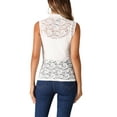 thumbnail image 3 of INSPIRE CHIC Floral Lace Tank for Women's Mock Neck Sleeveless See Through Tank Tops XS White, 3 of 6