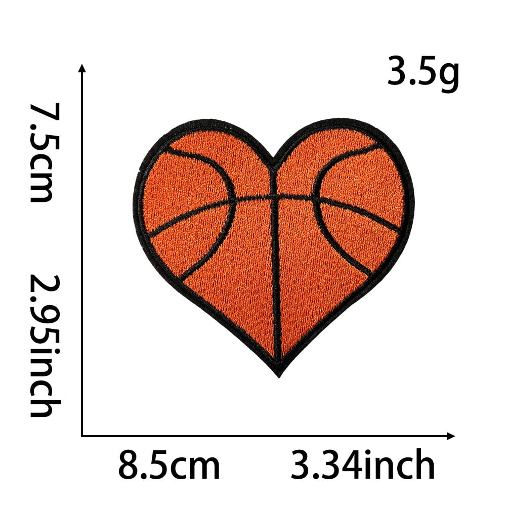 20 Pcs Heart Shaped Balls Iron on Patches, Sports Themed Patches Embroidered for Clothing Jeans Jackets Hats