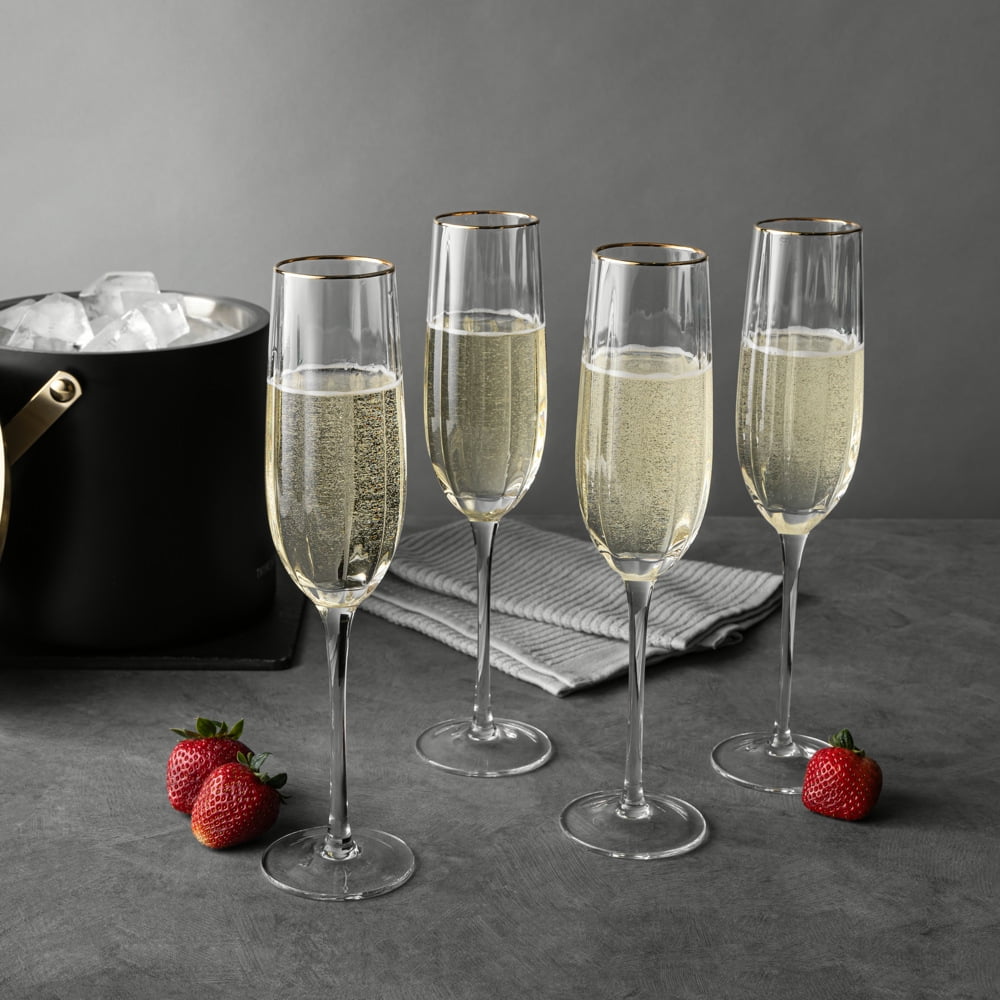 (2 pack) Thyme & Table 4-Pack Scalloped Champagne Flute Glass Set