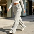 thumbnail image 4 of Women's High Waist Drawstring Wide Leg Sweatpants with Pockets Summer Loose Casual Lounge Trousers, 4 of 7