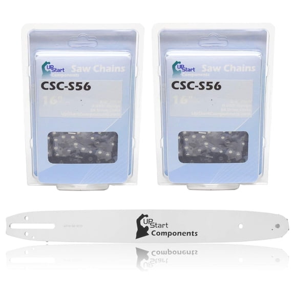 Replacement 16" Single Rivet Bar and 16" Semi Chisel Chain Combo for Echo CS-3450 Chainsaw (16" Length, 3/8" Pitch, 0.050" Gauge, 56 Drive , 7 Sprocket Nose Tooth) 1 Bar 2 Chains