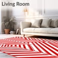 thumbnail image 2 of ODIKA 8'x10' Machine Washable Non-Slip Area Rug, Cane Stripe Festive Season Accent Duo High Traffic Rug, Red, 734286, 2 of 5