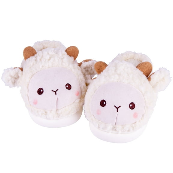 Women's Fuzzy Plush Cartoon Sheep Slippers: Warm Winter Indoor Shoes
