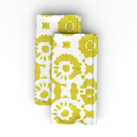 

Cotton Sateen Dinner Napkins (Set of 2) - Lime Shibori Floral Tie Dye Abstract Summer Picnic Chartreuse Print Cloth Dinner Napkins by Spoonflower