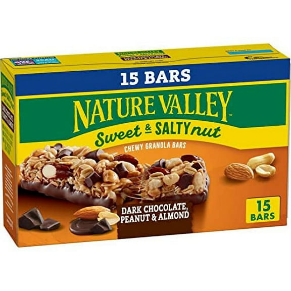 Nature Valley Sweet and Salty Nut Bars, Dark Chocolate Peanut Almond, 15 ct