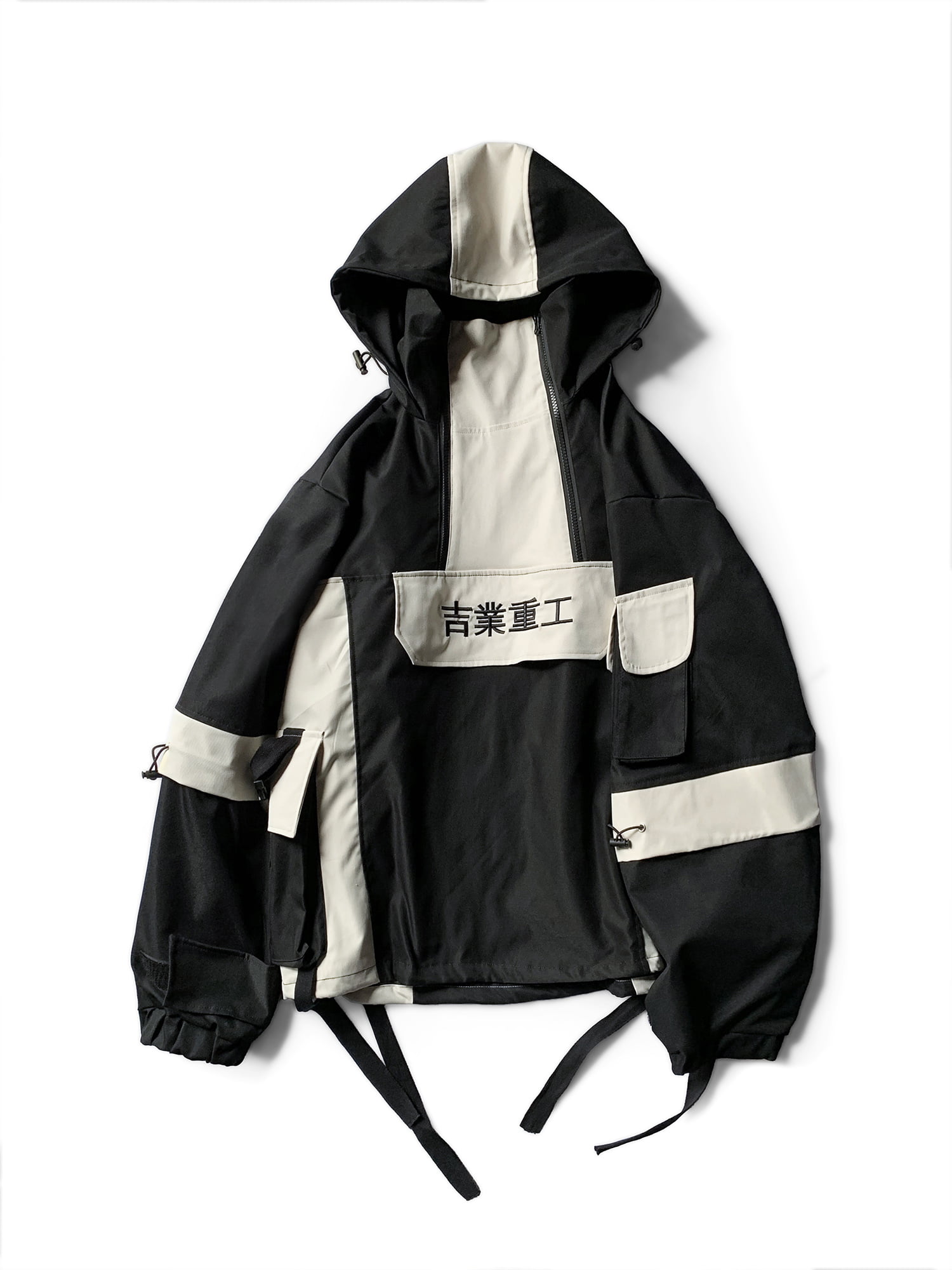 Niepce Inc Japanese Streetwear Windbreaker Black Men's Anorak Cargo Jacket