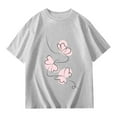 thumbnail image 2 of MIXUE Toddler Girls Tops & T-Shirts Summer Butterfly Print Round Neck Short Sleeve Loose Casual T Shirts Activewear,Gray,3-4 Years, 2 of 6