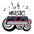 thumbnail image 2 of Music Wall Decal Piano with Geometric Pattern and Musical Notes Bedroom Wall Decal for Boys Instrument Cute Themed Room Décor - Size: 10 In x 10 In, 2 of 5
